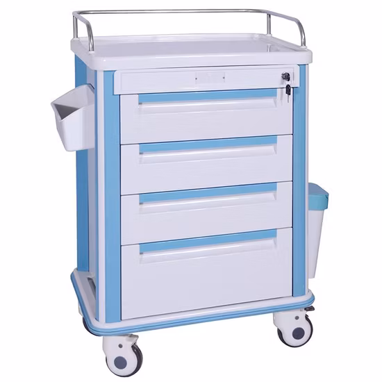 Hospital Furniture ABS Emergency Medical Trolley for ICU Room