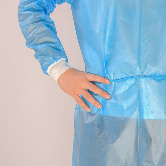 Factory Direct Supply Disposable Non-Woven Surgical Gown SMS Medical Isolation Gown One-Piece Protective Gown with Hood